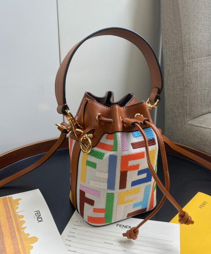 Fendi Mon Tresor Mini Bag In Canvas 8BS010 Coffee